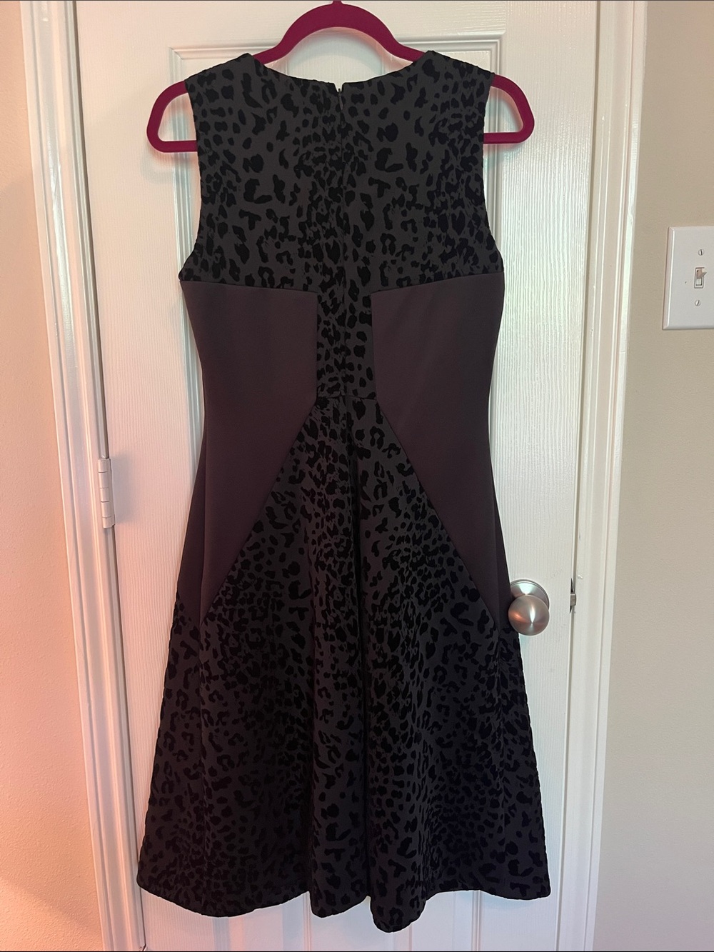 Karl Lagerfeld Velvet Leopard Fit & Flare Dress - Picture 4 of 9